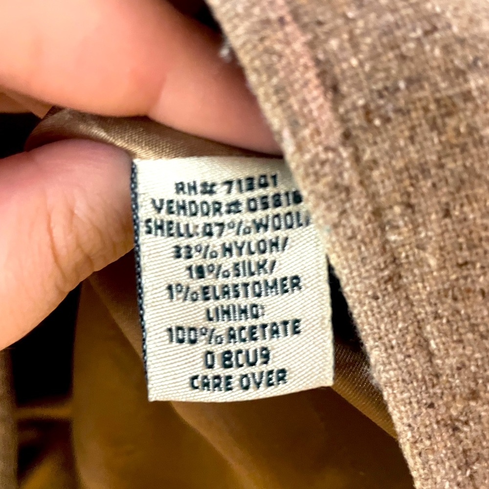 Vintage L.L. Bean Tan Wool/Silk Blazer Jacket Sz MP - Picture 4 of 6